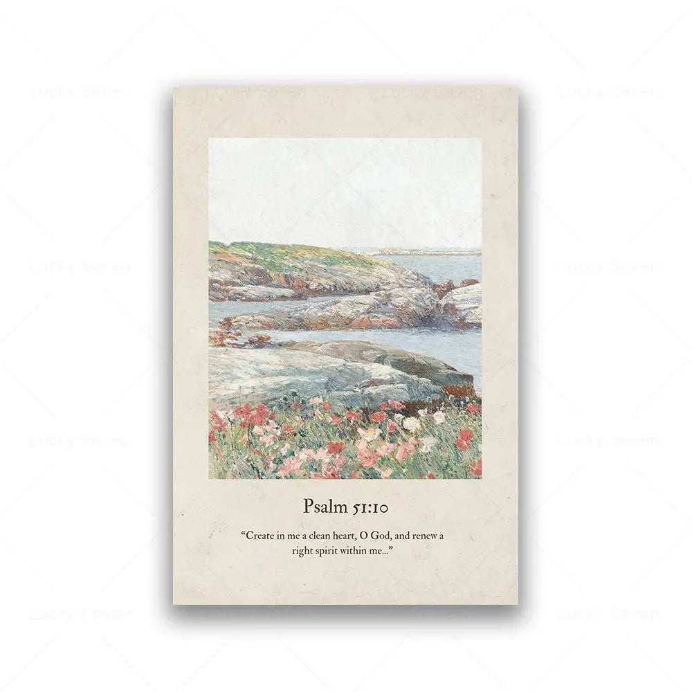 Faith & Fig Vintage Landscape Scripture Wall Art – Psalms and John Bible Verses