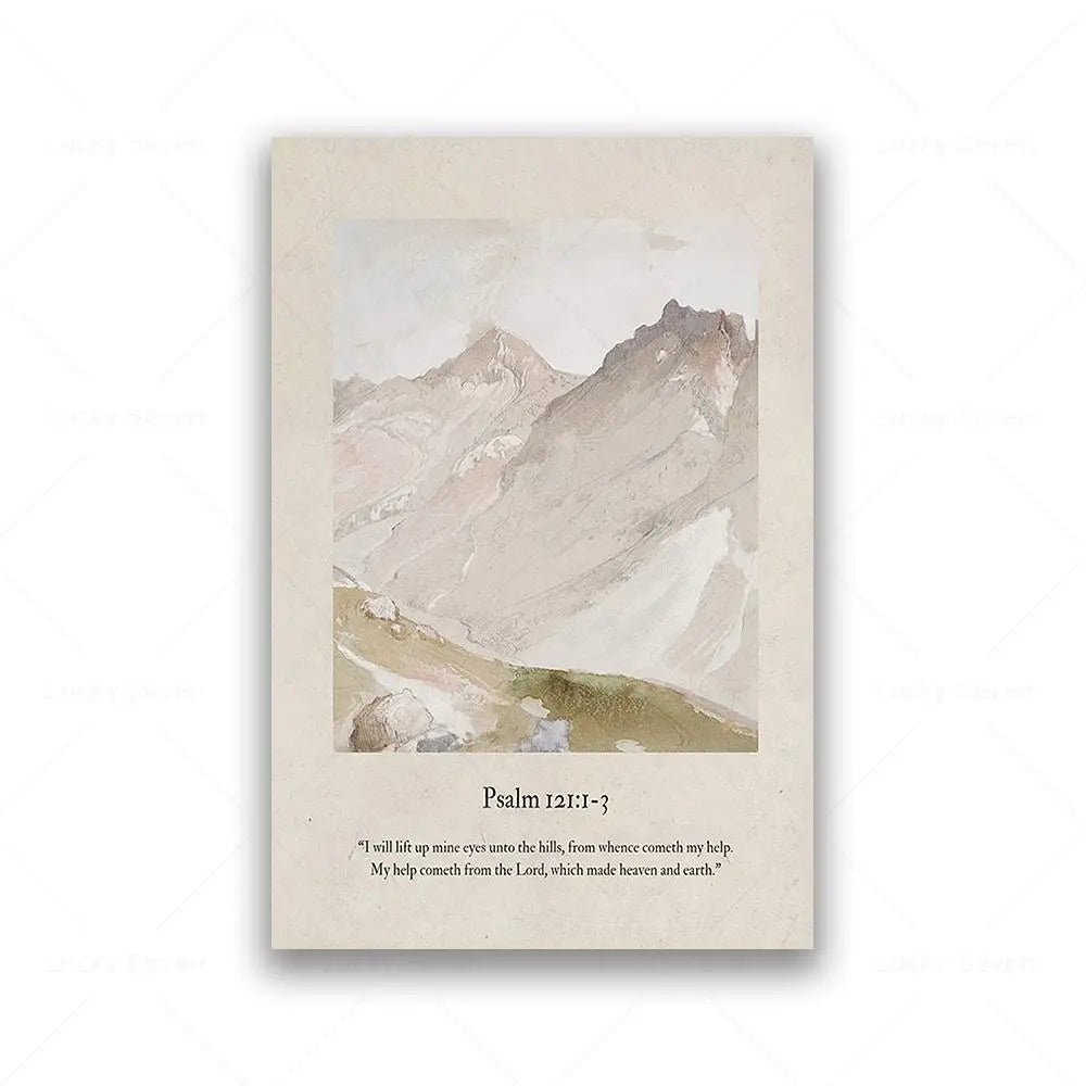 Faith & Fig Vintage Landscape Scripture Wall Art – Psalms and John Bible Verses