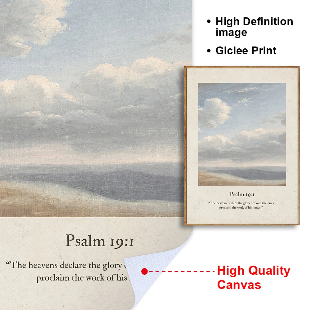 Faith & Fig Vintage Landscape Scripture Wall Art – Psalms and John Bible Verses