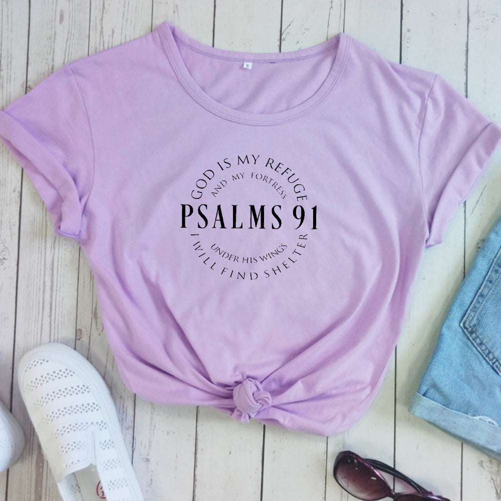 Faith & Fig "God Is My Refuge" Psalms 91 Christian T-Shirt