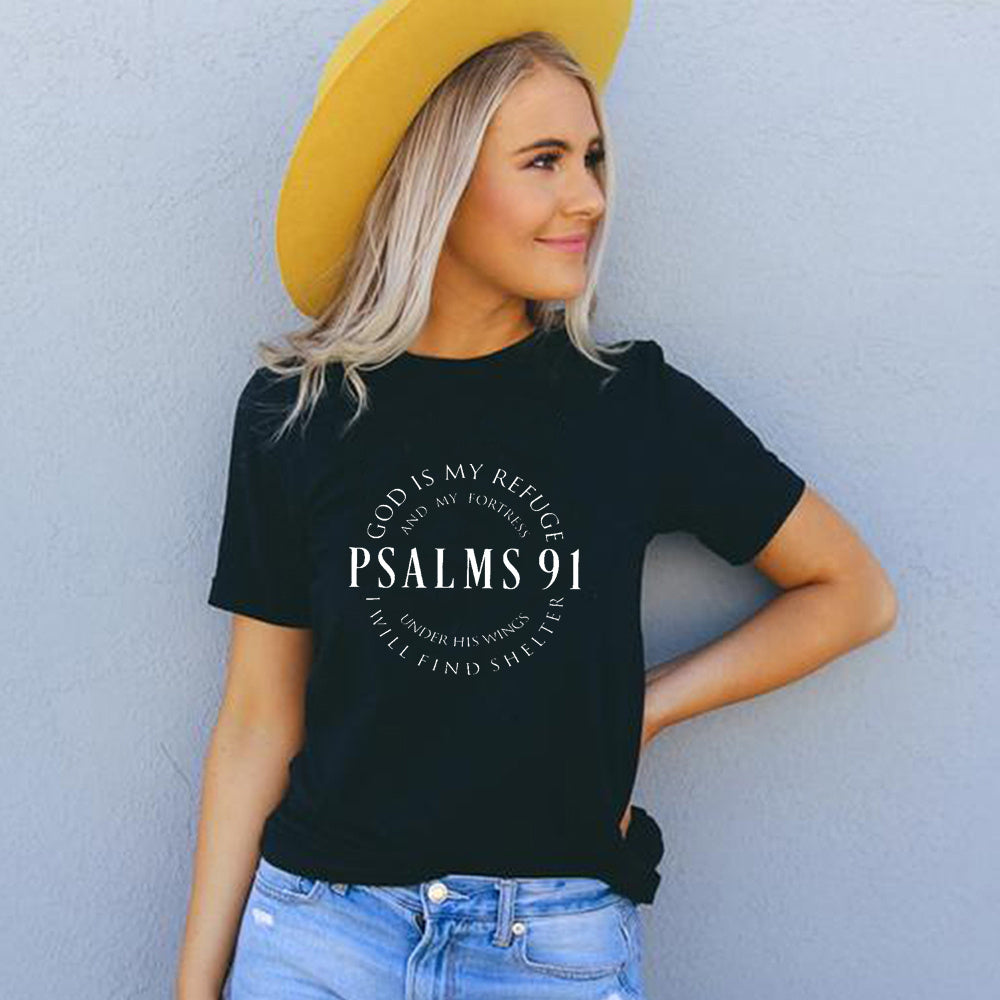 Faith & Fig "God Is My Refuge" Psalms 91 Christian T-Shirt