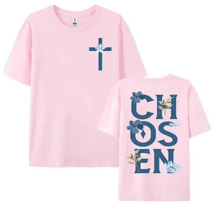 Faith & Fig "Chosen" Floral Aesthetic Bible Verse T-shirt