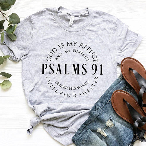 Faith & Fig "God Is My Refuge" Psalms 91 Christian T-Shirt