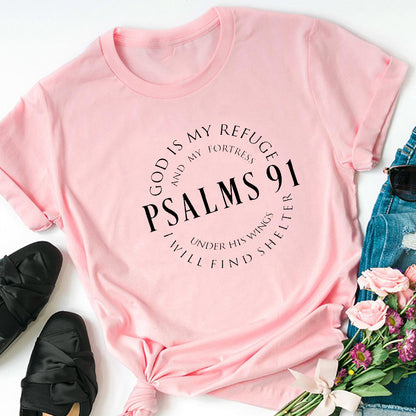 Faith & Fig "God Is My Refuge" Psalms 91 Christian T-Shirt