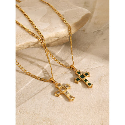 Faith & Fig Gold Cross Necklace – Christian Baptism Pendant Necklace