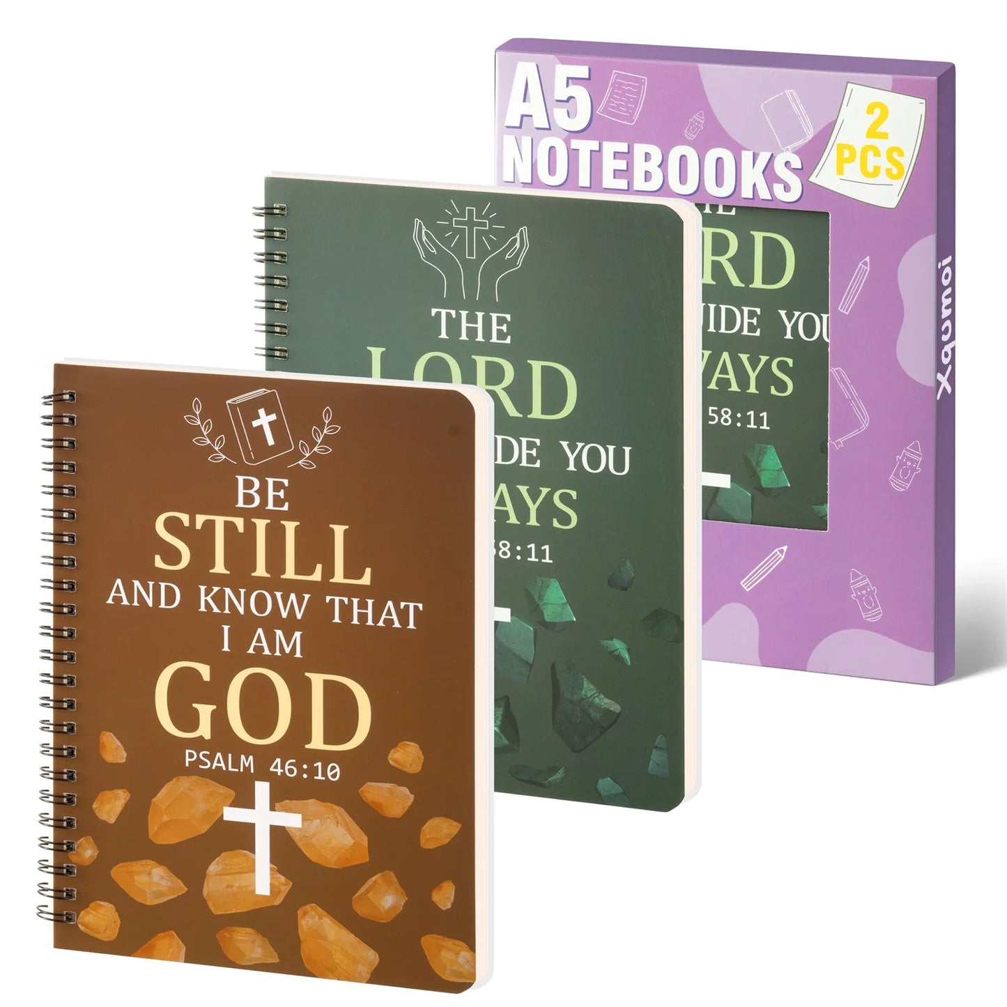 Faith & Fig 2PCS Cross Spiral Notebooks Set – Inspirational Christian Journals