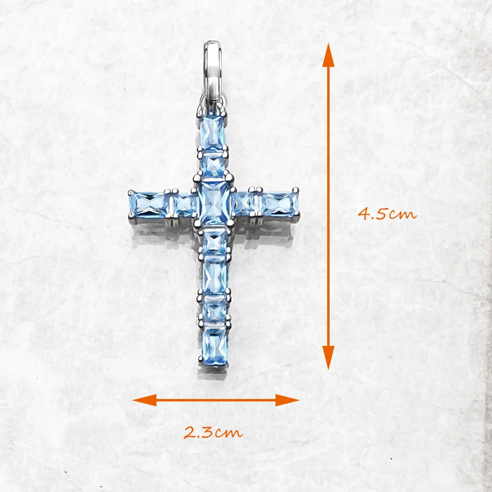 Faith & Fig Aquamarine Cross Pendant