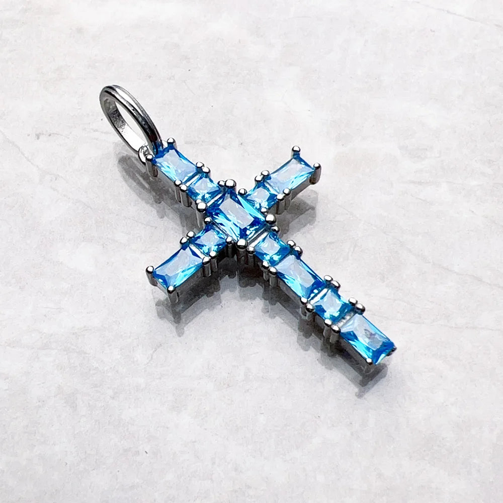 Faith & Fig Aquamarine Cross Pendant