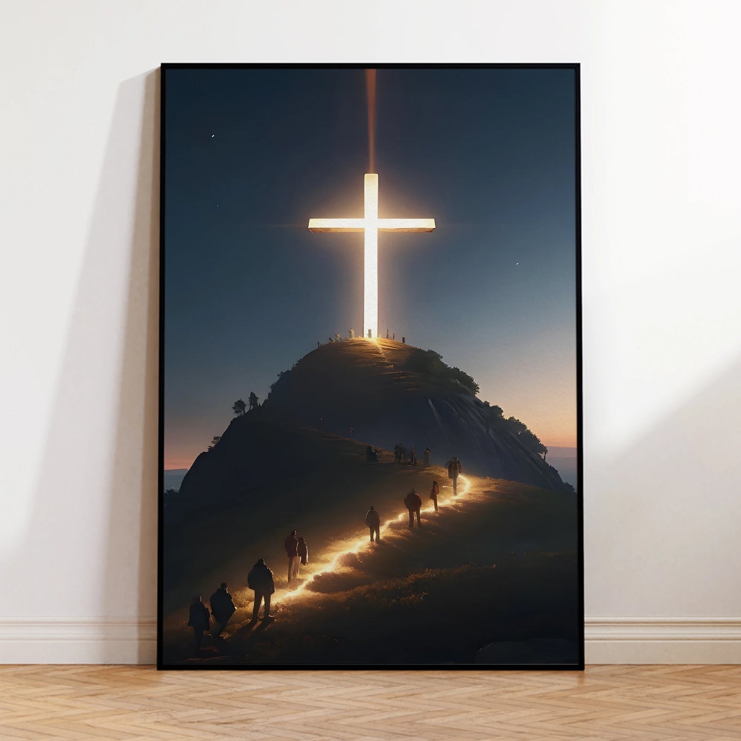 Faith & Fig Modern Cross on the Mountain Wall Art