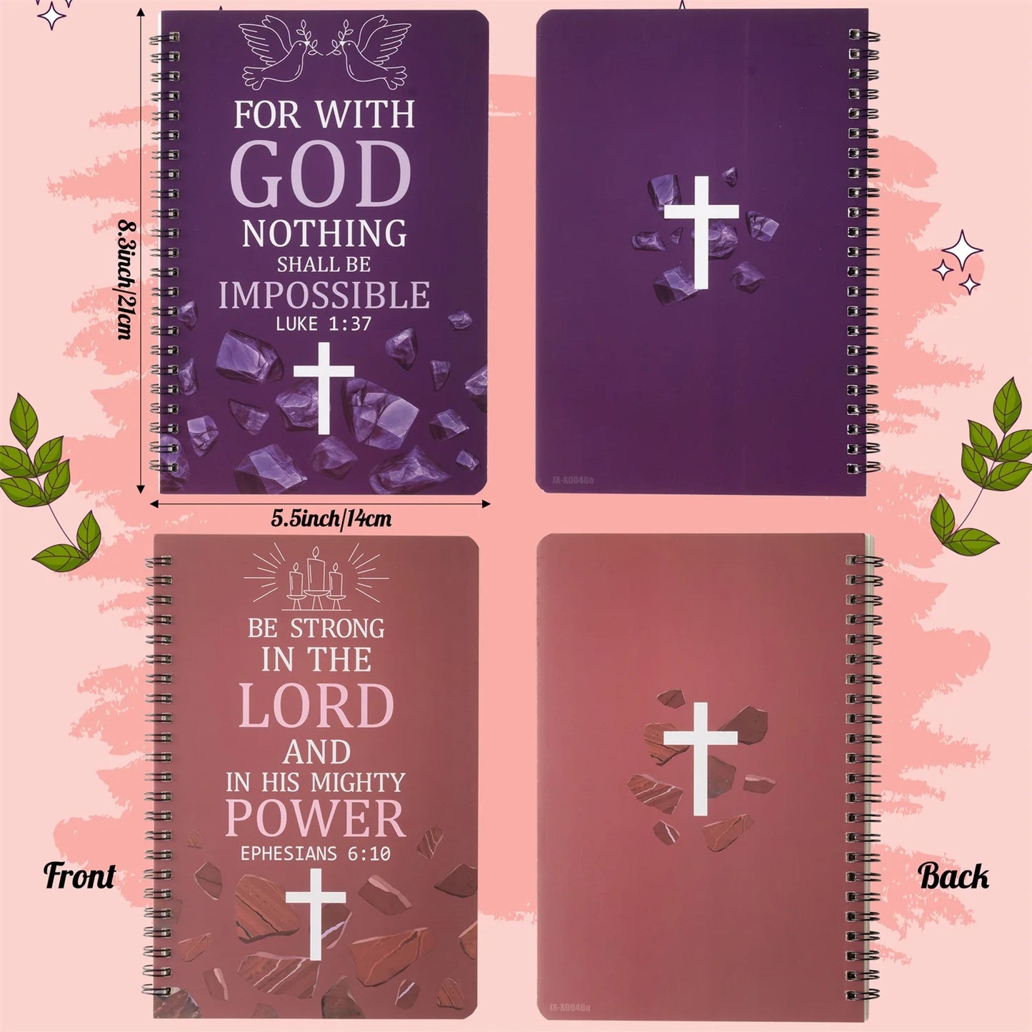 Faith & Fig 2PCS Cross Spiral Notebooks Set – Inspirational Christian Journals