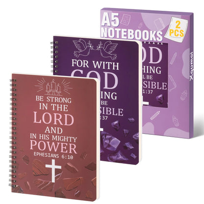 Faith & Fig 2PCS Cross Spiral Notebooks Set – Inspirational Christian Journals