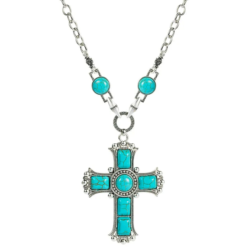 Faith & Fig Turquoise Cross Necklace – Bohemian Christian