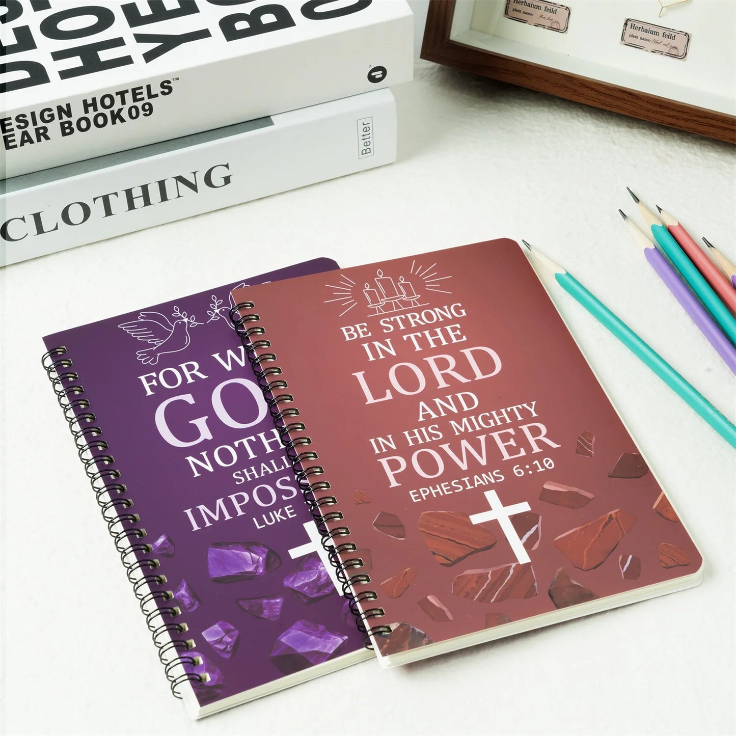 Faith & Fig 2PCS Cross Spiral Notebooks Set – Inspirational Christian Journals