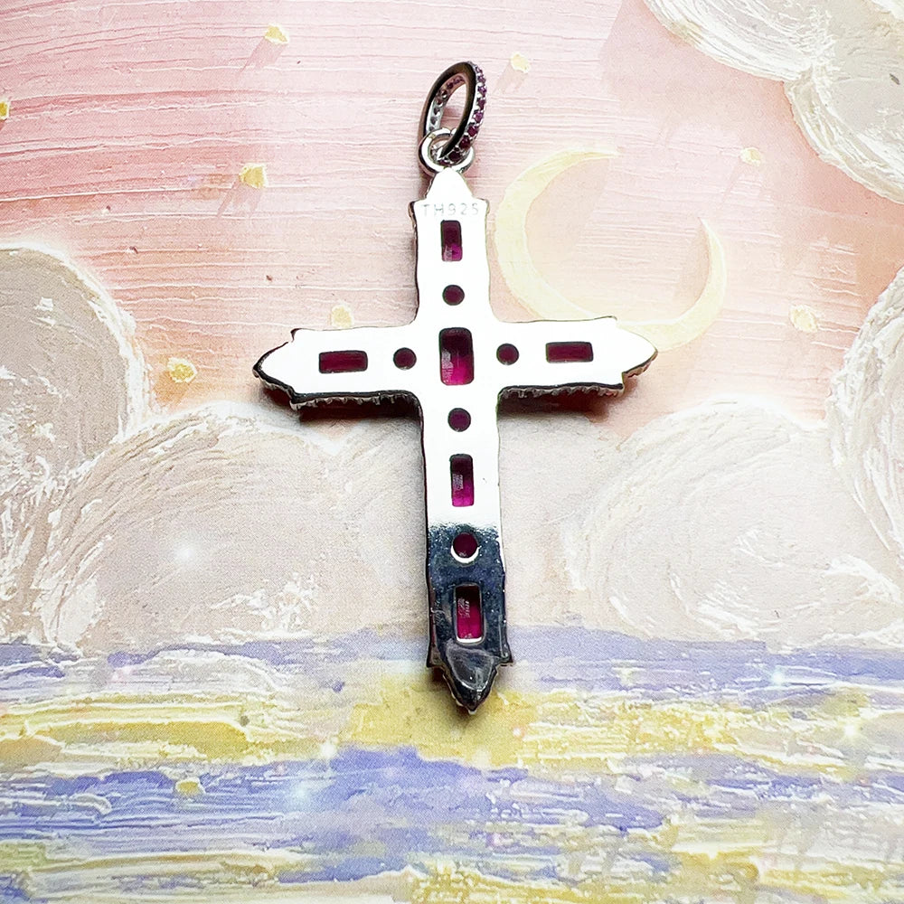 Faith & Fig Rose Color Stone Cross Pendant