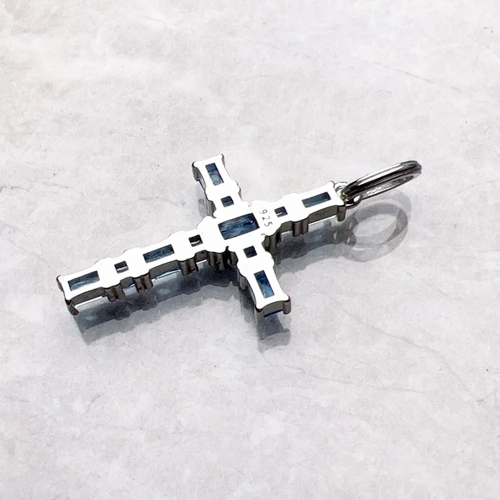 Faith & Fig Aquamarine Cross Pendant