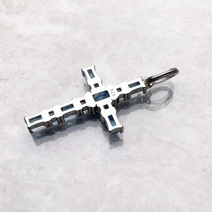 Faith & Fig Aquamarine Cross Pendant