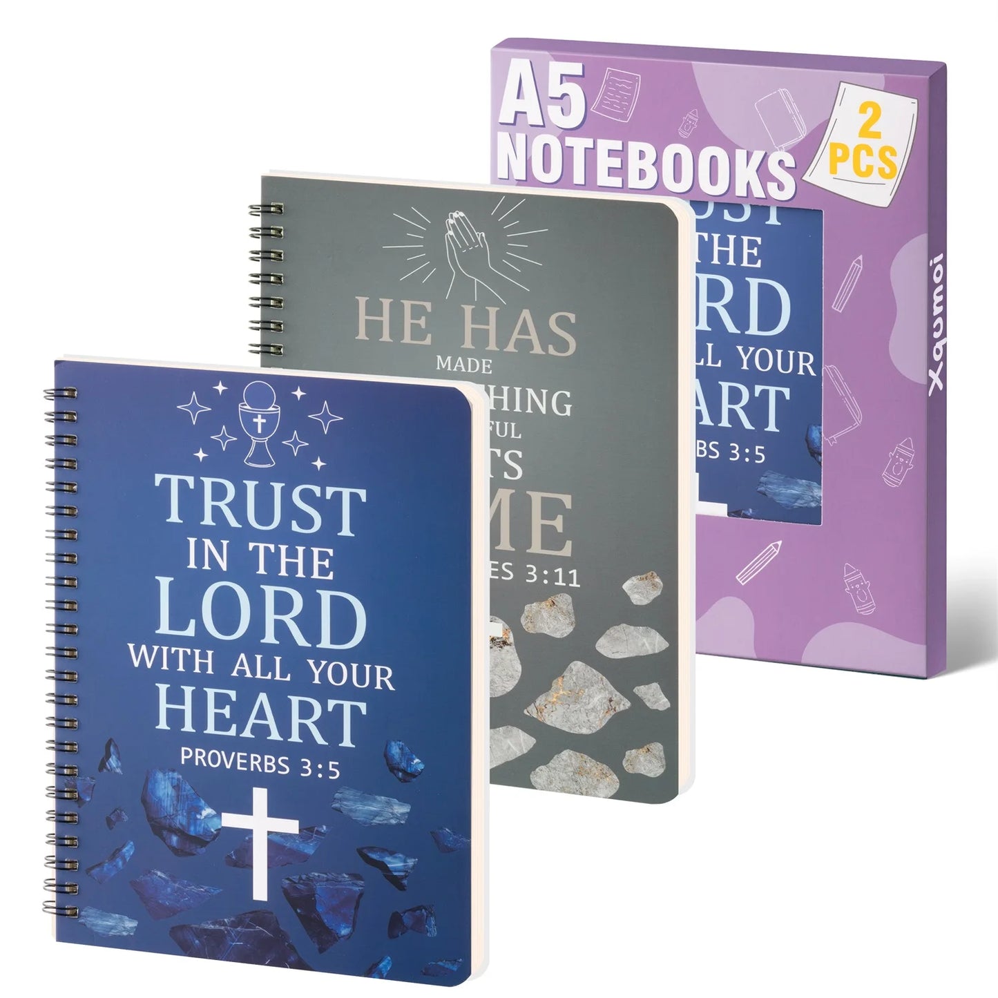 Faith & Fig 2PCS Cross Spiral Notebooks Set – Inspirational Christian Journals