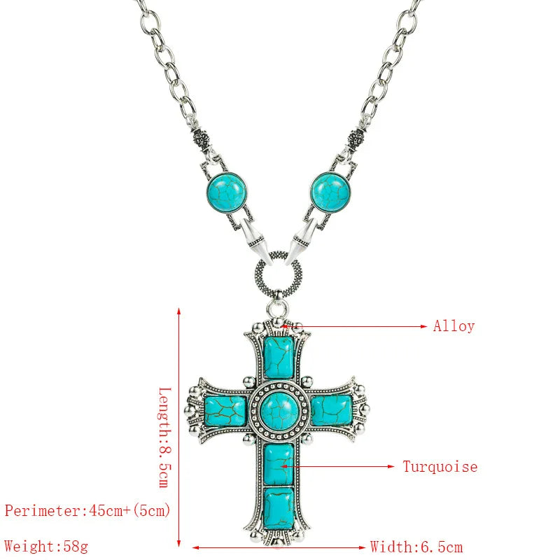 Faith & Fig Turquoise Cross Necklace – Bohemian Christian