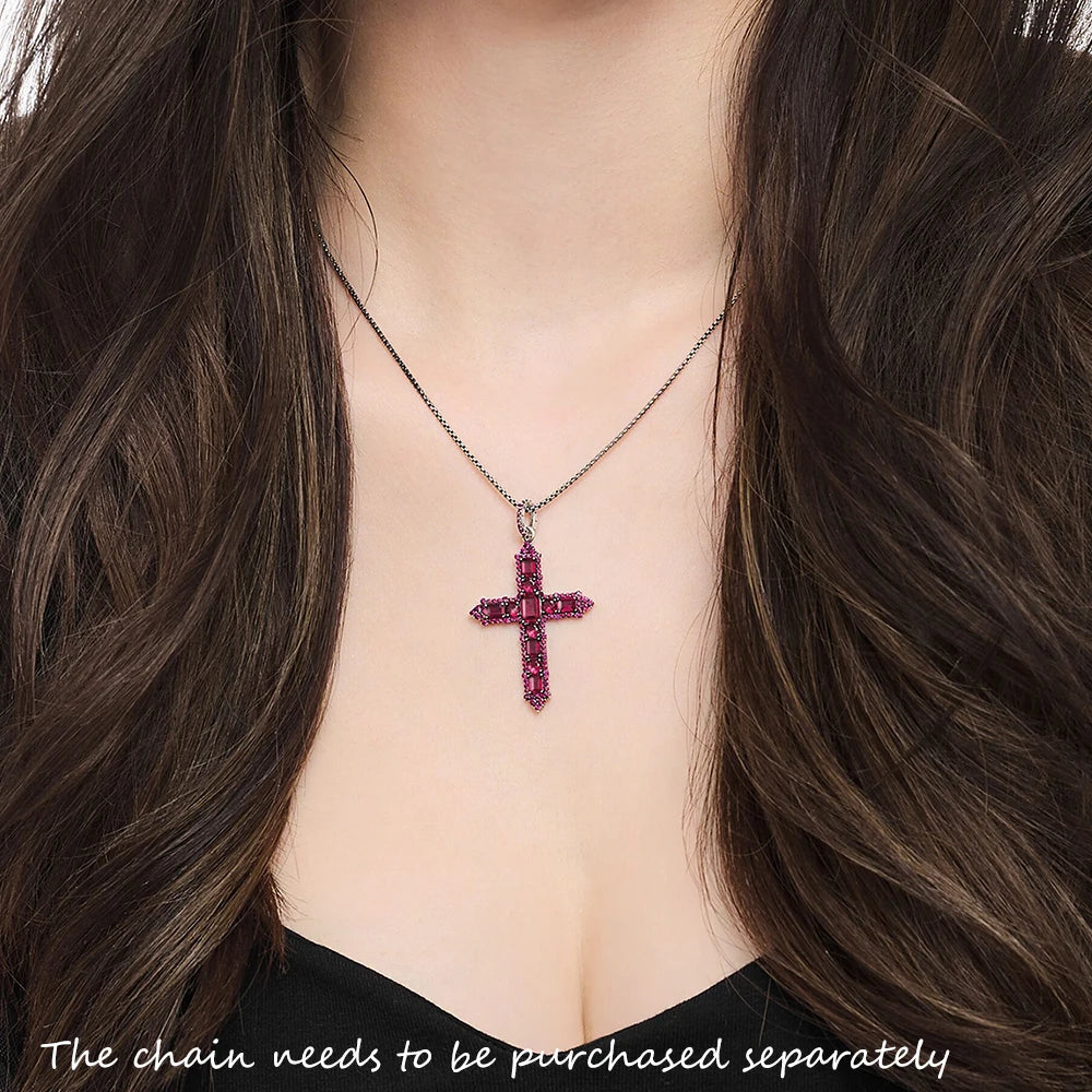 Faith & Fig Rose Color Stone Cross Pendant