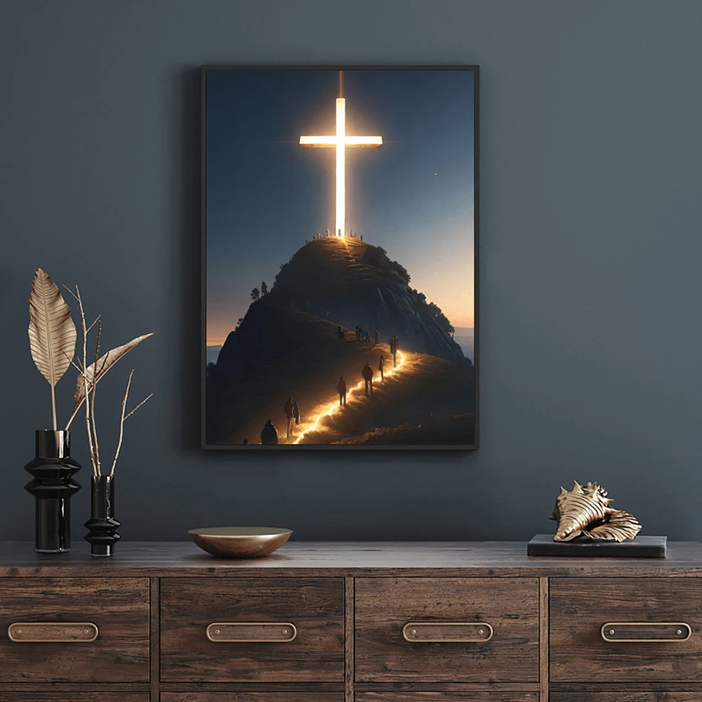 Faith & Fig Modern Cross on the Mountain Wall Art