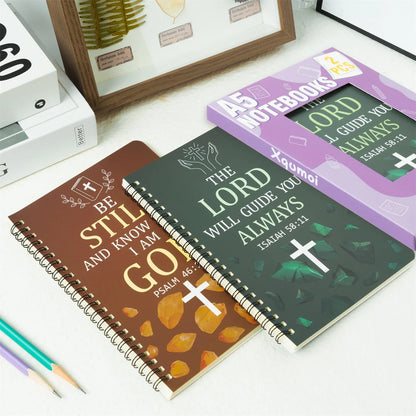 Faith & Fig 2PCS Cross Spiral Notebooks Set – Inspirational Christian Journals