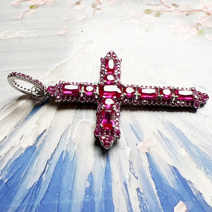 Faith & Fig Rose Color Stone Cross Pendant